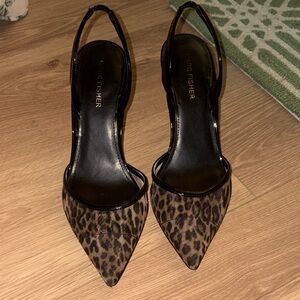 Marc Fisher Black and Leopard Print Heels